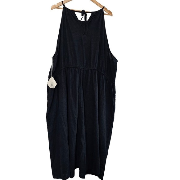 Ava and Viv Dress Womens Size 4X Black Linen Maxi Sleeveless Halter Boho Casual - Picture 2 of 11
